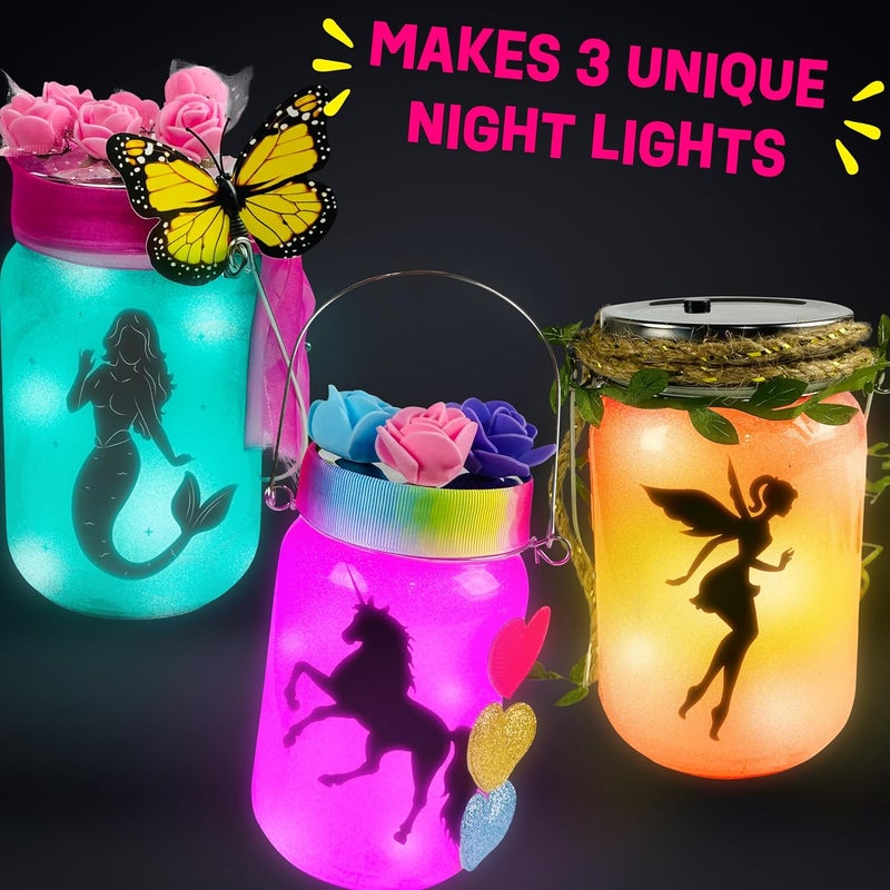 WOOODLIFY Light-up Unicorn Fairy & Mermaid Lanterns Craft Kit – Christmas Gifts for 8 9 10 11 12 Year Old Girls - Creative Art Girl Toys 8-10 Years Old and Up - Craft Kits for Girls Ages 8-12 - Tween Gift Ideas - Image 3